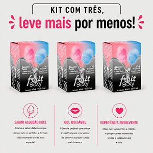 KIT COM TRES FRUIT SEXY ALGODÃO DOCE 40ml ( cada sai por 14,93 no pix )