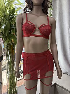 ANGEL CONJUNTO COM ARO E SAIA - VERMELHO BORDÔ