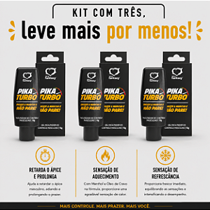 KIT COM TRES PIKA TURBO GEL RETARDANTE 15g ( cada sai por R$ 10,95 no pix )