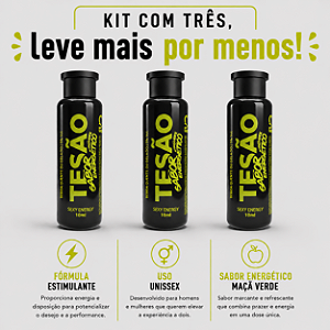 KIT COM TRES TESÃO SABOR ENERGÉTICO MAÇA VERDE 10ml ( cada sai por R$ 3,48 no pix )