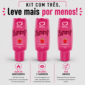 KIT COM TRES GEL YUMMY FRAMBOESA 15ml ( cada sai por R$ 4,63 no pix )