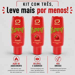 KIT COM TRES GEL YUMMY MORANGO 15ml ( cada sai por R$ 4,63 no pix )