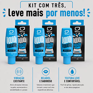 KIT COM TRES LIQUIDI Vibrador Gel Líquido Beijável Menta 15g ( cada sai por R$ 12,44 no pix )
