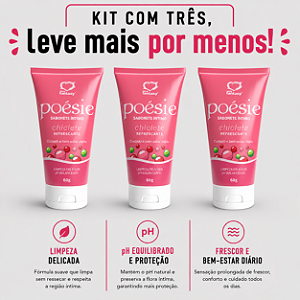 KIT COM TRES POÉSIE Sabonete Íntimo Chiclete 60g ( cada sai por R$ 7,46 no pix )