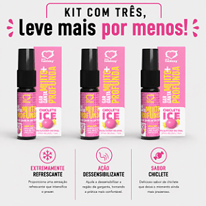 KIT COM TRES GARGANTA CHICLETE ICE MUITO+ PROFUNDA! 15ml ( cada sai por R$ 14,93 no pix )