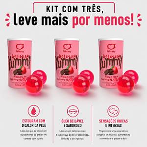 KIT COM TRES YUMMY BALL Beijável Morango c/ Chocolate Hot 2un ( cada sai por R$ 4,97 no pix )
