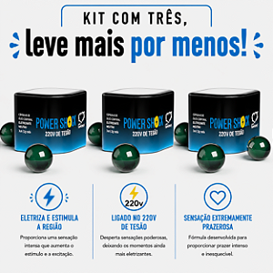 KIT COM TRES POWER SHOCK 220V DE TESÃO ELETRIZANTE CÁPSULA 3un ( cada sai por R$ 5,97 no pix )