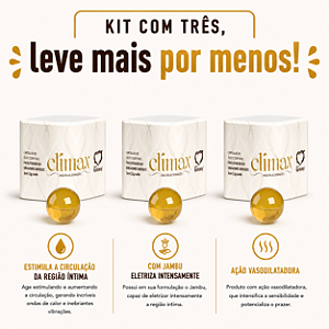 KIT COM TRES CLÍMAX Facilitador de Orgasmos Cápsula 3un ( cada sai por R$ 6,96 no pix )