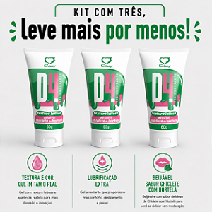 KIT COM TRES D4 GEL CHICLETE DE HORTELÃ TEXTURA LEITOSA 60g ( cada sai por R$ 14,43 no pix )