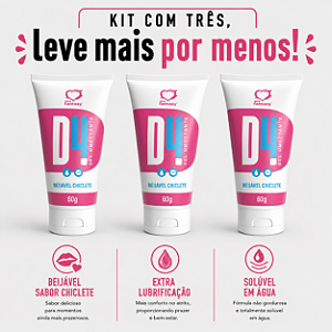 KIT COM TRES D4 GEL CHICLETE LUBRIFICANTE ÍNTIMO 60g ( cada sai por R$ 13,93 no pix )