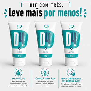 KIT COM TRES D4 GEL NEUTRO LUBRIFICANTE ÍNTIMO 60g ( cada sai por R$ 13,93 no pix )