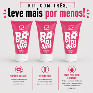 KIT COM TRES RAPIDINHA Gel Lubrificante Chiclete 30g ( cada sai por R$ 6,96 no pix )