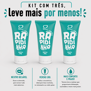 KIT COM TRES RAPIDINHA Gel Lubrificante Neutro 30g ( cada sai por R$ 6,96 no pix )