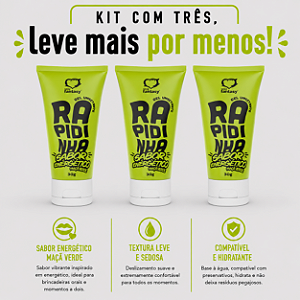 KIT COM TRES RAPIDINHA Gel Lubrificante Sabor Energético Maça Verde 30g ( cada sai por R$ 6,96 no pix )