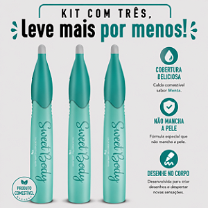 KIT COM TRES CANETA COMESTÍVEL SWEET BODY MENTA 25g ( cada sai por R$ 5,97 no pix )