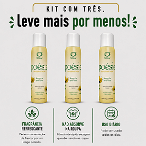 KIT COM TRES POÉSIE DESODORANTE ERVA DOCE ÍNTIMO 150ml ( cada sai por R$ 21,90 no pix )