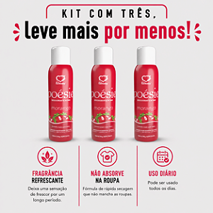 KIT COM TRES POÉSIE Desodorante Íntimo Morango 150ml ( cada sai por R$ 22,90 no pix )