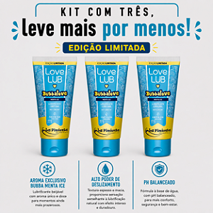KIT COM TRES BUBBALOVE GEL MENTA ICE 60g ( cada sai por R$ 7,96 no pix )