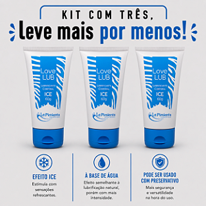 KIT COM TRES LOVE LUB ICE LUBRIFICANTE 60g ( cada sai por R$ 7,96 no pix )