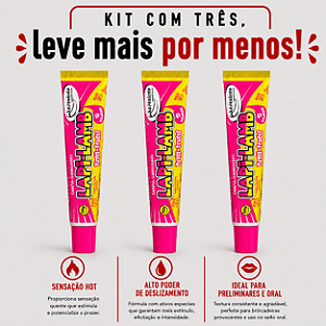 KIT COM TRES LAPI LAMB CANETA BEIJÁVEL SABOR CHICLETE E EFEITO HOT 30g ( cada sai por R$ 9,45 no pix )