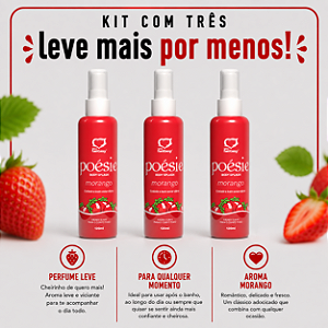 KIT COM TRES BODY Splash Poésie Morango 120ml ( cada sai por R$ 12,94 no pix )