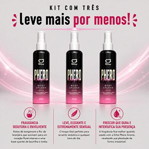 KIT COM TRES PHERO Aroma Feminino Body Splash 120ml ( cada sai por R$ 18,42 no pix )