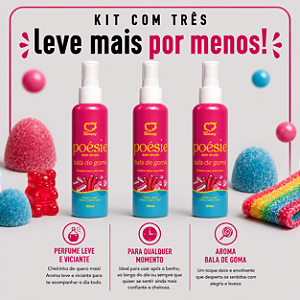 KIT COM TRES BODY Splash Poésie Bala de Goma 120ml ( cada sai por R$ 12,94 no pix )