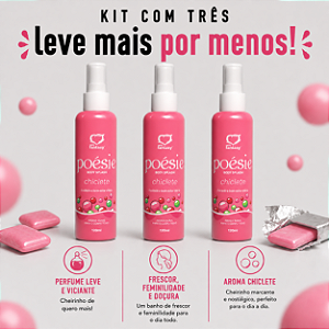 KIT COM TRES BODY Splash Poésie Chiclete 120ml ( cada sai por R$ 12,94 no pix )