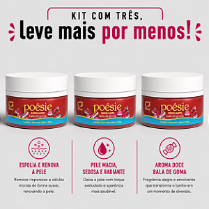 KIT COM TRES Esfoliante Corporal Poésie Bala de Goma 250g ( cada sai por R$ 29,37 no pix )