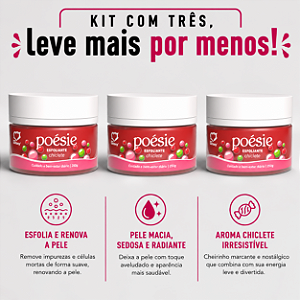 KIT COM TRES Esfoliante Corporal Poésie Chiclete 250g ( cada sai por R$ 29,37 no pix )