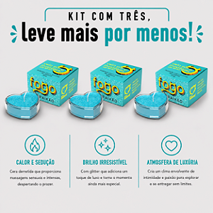 KIT COM TRES FOGO DA PAIXÃO Vela com Aroma Menta e Glitter 20g ( cada sai por R$ 11,94 no pix )