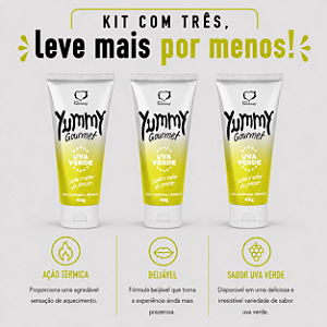 KIT COM TRES Yummy Gourmet Gel Térmico Uva Verde 45g ( cada sai por R$ 10,95 no pix )