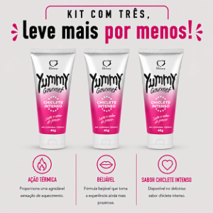 KIT COM TRES Yummy Gourmet Gel Térmico Chiclete Intenso 45g ( cada sai por R$ 10,95 no pix )
