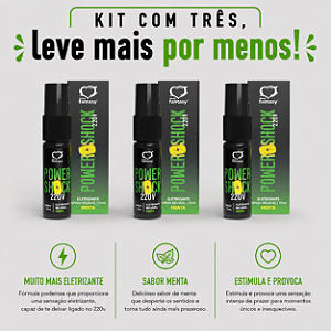 KIT COM TRES POWER SHOCK SPRAY VIBRANTE BEIJÁVEL MENTA 15ml ( cada sai por R$ 14,93 no pix )