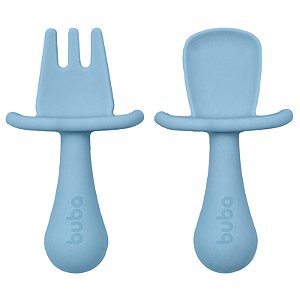 Kit Talheres Silicone Azul