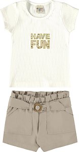 Conjunto em Malha Canelada/Sarja Confort Have Fun
