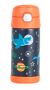 Garrafa Térmica Infantil Funtainer F401 Tubarão no Espaço Thermos - 355ml