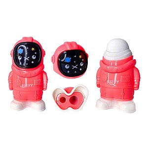 Apontador Com Borracha Astronauta Vermelho - Fofy