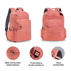 Mochila Escolar Teen Salmão - Fofy