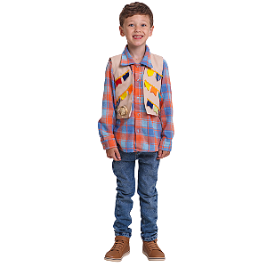 Colete Infantil Masculino com Bandeiranhas Cor Caqui - Festa Junina