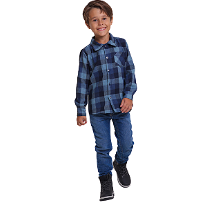 Camisa Infantil Xadrez Masculina Azul - Festa Junina