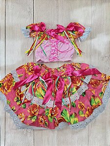 Conjunto Infantil Festa Junina Rosa