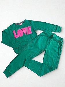 Conjunto de Moletom Infantil Love Verde