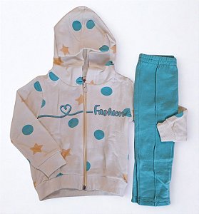 Conjunto de Moletom Infantil Fashion Branco