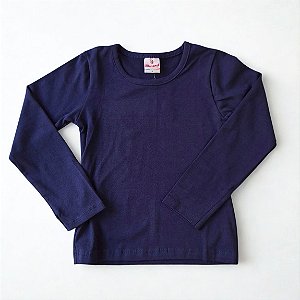 Blusa Infantil Menina em Cotton Básicos Azul Marinho - Brandili