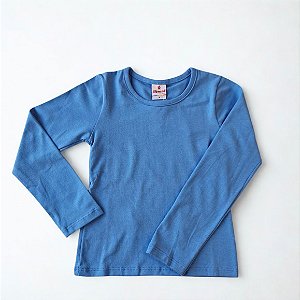 Blusa Infantil Menina em Cotton Básicos Azul - Brandili