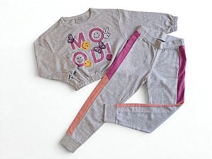 Conjunto de Moletom Infantil Smile Cinza