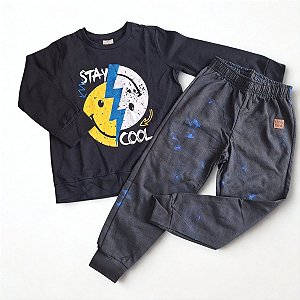 Conjunto de Moletom Infantil Stay Cool Preto