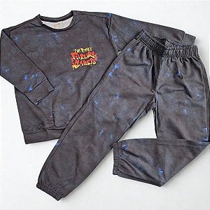 Conjunto de Moletom Infantil Menino Grafite Preto