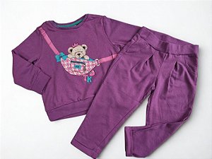 Conjunto de Moletom Infantil Ursinho Roxo